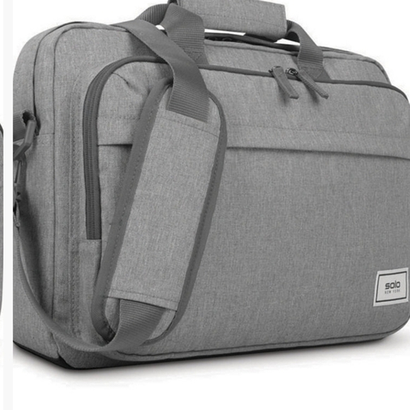 Solo New York Gray Re:New Recycled Adjustable Straps Laptop Briefcase Size 15.6" - Picture 14 of 14